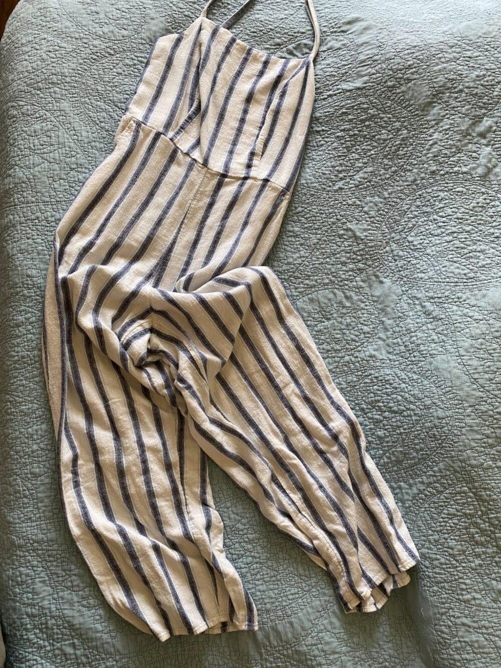Old Navy White and Blue Striped Jumpsuit - Picture 2 of 5